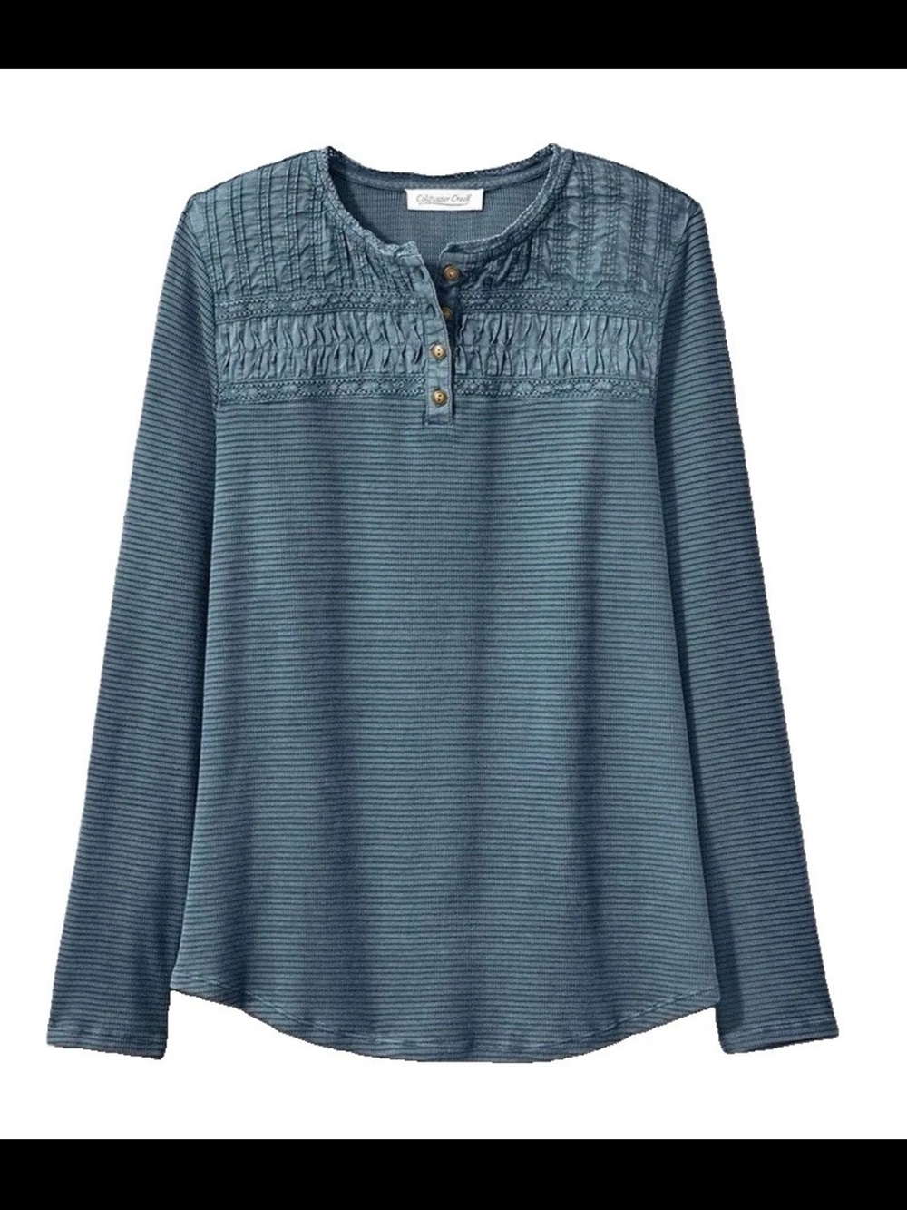 Coldwater Creek Textured Henley size XL teal NWT